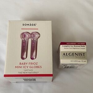 NIB - sonage mini icy globes for under eyes and Algenist eye renewal balm